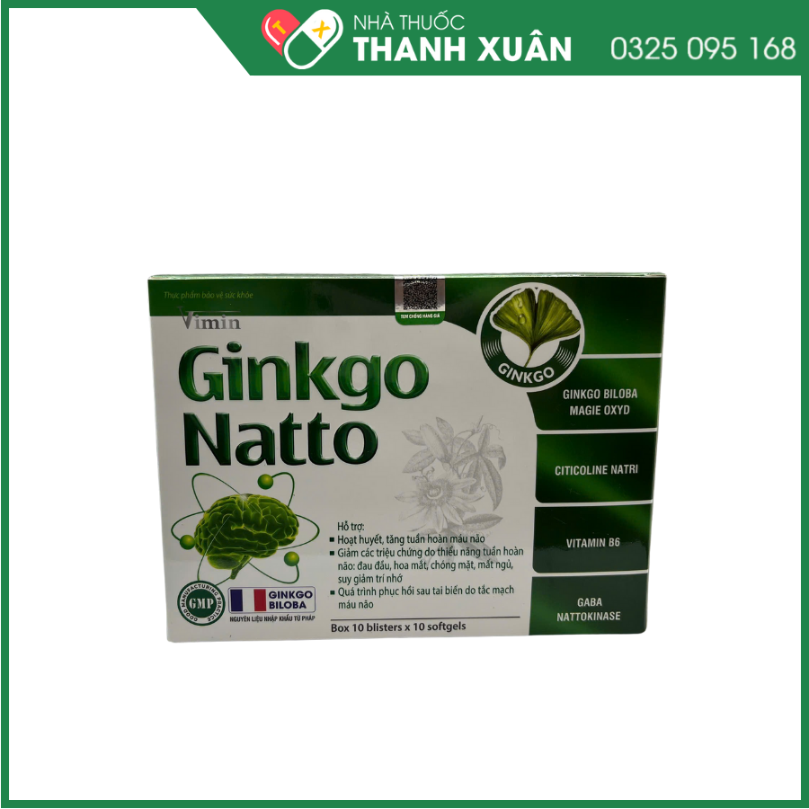 Vimin Ginkgo Natto - Hỗ trợ hoạt huyết, tăng tuần hoàn máu não